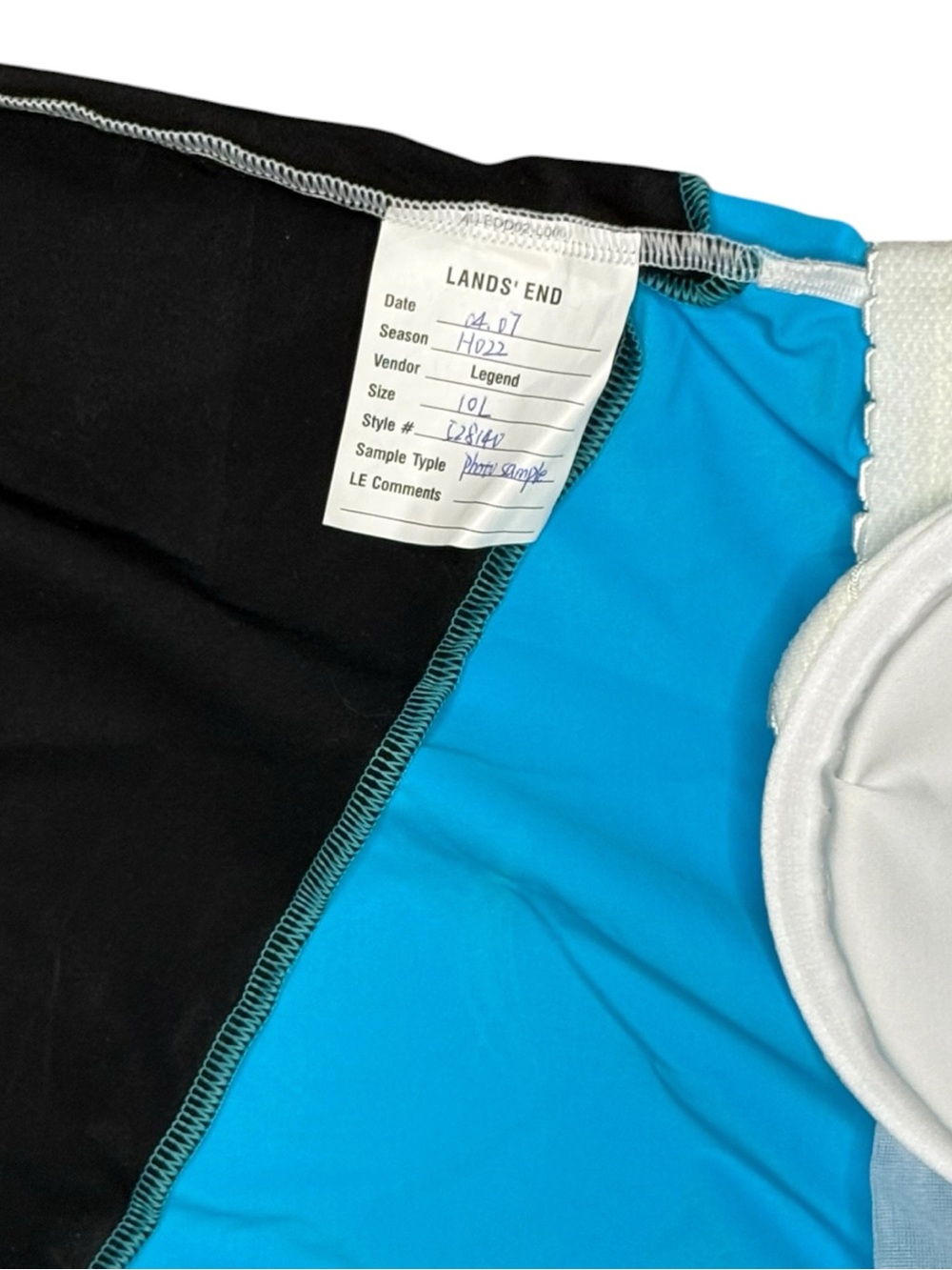 Lands End Square Neck Underwire Tankini Blue Black White Adjustable Straps Sz 10 - Picture 8 of 11